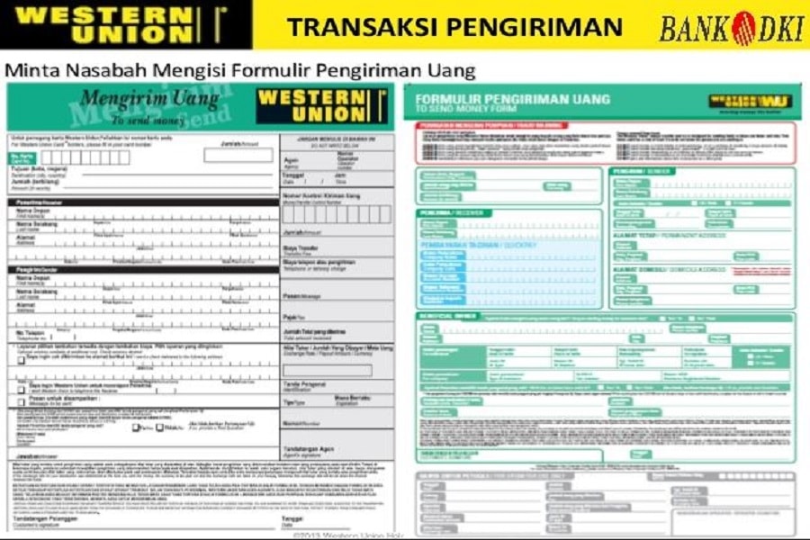 Pengambilan uang kiriman Western Union di bank Uang Indonesia